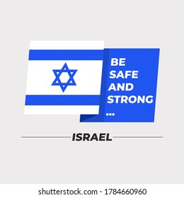 Flag of Israel : National flag icon with encouraging message isolated on light grey background : Vector Illustration