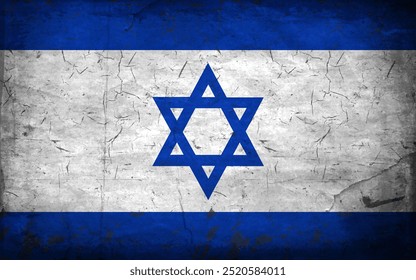 Bandeira de Israel. Bandeira antiga fechada. Ilustração vetorial.