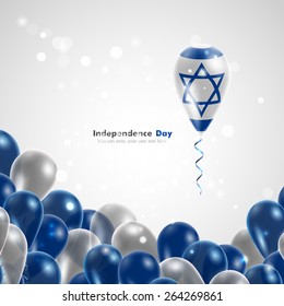 Flag of Israel on balloon. Celebration and gifts. Balloons on the feast of the national day. 