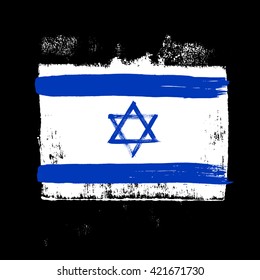 Flag of Israel on a black background