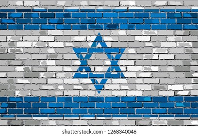 Flag of Israel on a brick wall - Illustration