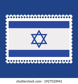 Flag of the Israel on stamp vector illustration.