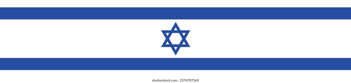 The flag of Israel. Rectangle icon. Flag icon. Standard color. A long banner. Computer illustration. Digital illustration. Vector illustration. - Shutterstock ID 2374707269