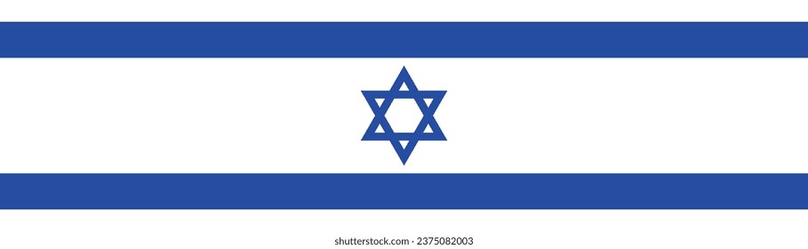 La bandera de Israel. Icono de rectángulo. Icono de marca. Color estándar. Una larga pancarta. Ilustración del equipo. Ilustración digital. Ilustración vectorial.