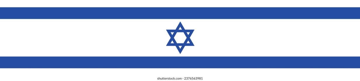 The flag of Israel. Rectangle icon. Flag icon. Standard color. A long banner. Computer illustration. Digital illustration. Vector illustration.