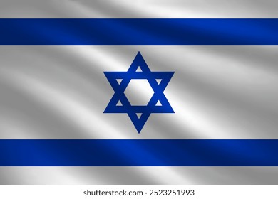 Flag of Israel silk background. Wavy textile vector icon. Best for mobile apps, UI and web design.