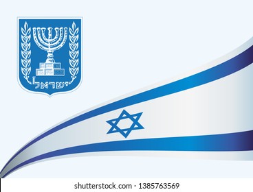 Flag of Israel, the State of Israel, a template for congratulations, design awards, an official document with the flag of Israel. Bright, colorful vector illustration