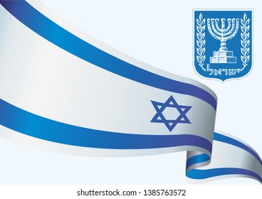 Flag of Israel, the State of Israel, a template for congratulations, design awards, an official document with the flag of Israel. Bright, colorful vector illustration