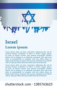 Flag of Israel, the State of Israel, a template for congratulations, design awards, an official document with the flag of Israel. Bright, colorful vector illustration
