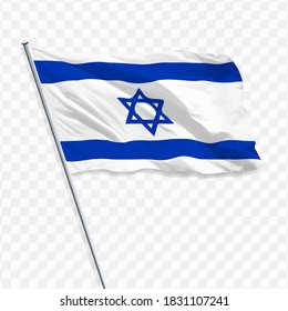 FLAG OF ISRAEL WITH A TRANSPARENT  BACKGROUND. VECTOR ILLUSTRATION