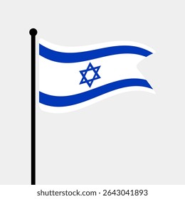 Bandeira de Israel. Design de ícone de ilustração de vetor da bandeira de Israel. Bandeira de mastro flutuante.