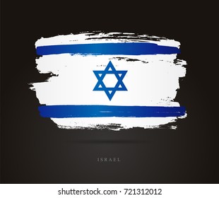 Flag of Israel. Vector illustration on a black background. Beautiful brush strokes. Abstract concept. Elements for design.