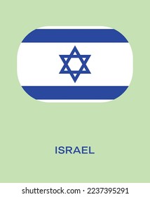Flag of Israel, Israel flag vector illustration, Israel flag in the rounded corner, Button style Israel flag.