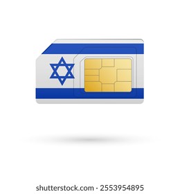 Flag of Israel. Vector illustration of SIM Card with flag on white background