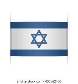 Flag of Israel. Vector illustration of a stylized flag. The slit in the paper with shadows. Element for infographics.