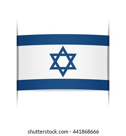 Flag of Israel. Vector illustration of a stylized flag. The slit in the paper with shadows. Element for infographics.
