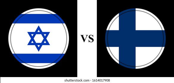 flag israel vs finland. vector background