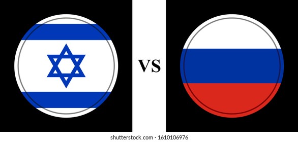 flag israel vs russia. vector background