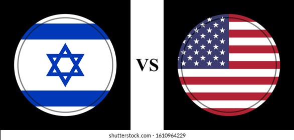 flag israel vs usa. vector background
