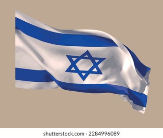 
Bandera de Israel ondeando en el viento. Vector.