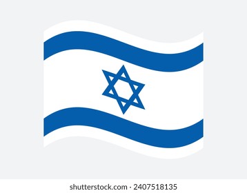 The flag of Israel. The wavy flag. Waving flags. Flag icon. Computer illustration. Digital illustration. Vector illustration.