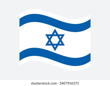 Flag of Israel. The wavy flag. Waving flags. Flag icon. Computer illustration. Digital illustration. Vector illustration.