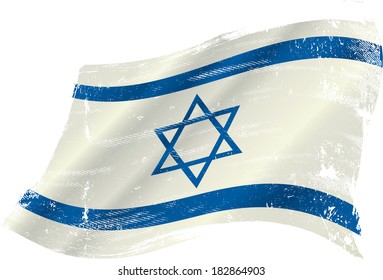 flag of Israel in the wind with a texture