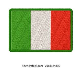Flag Of Italia. Vector Photo Realistic Embroidery Patches Isolated On White Background. 