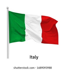 Flag of the Italian Republic in the wind on flagpole, vector