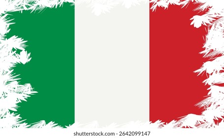 Flag of Italy with artistic splash border effect. Vector EPS illustration suitable for international, cultural, and modern uses.