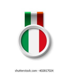 Flag of Italy. Badge. Vector illustration.