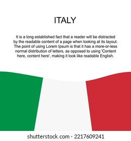Flag of Italy for banner in square white background. Italy flag with space for text. Italy square banner with flag . vector illustration eps10