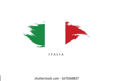 Flag of Italy, brush stroke background, vector Illustration