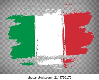 Flag of Italy brush stroke background.  Flag Republic of Italy  on transparent backrgound for your web site design, app, UI.  Stock vector. EPS10.