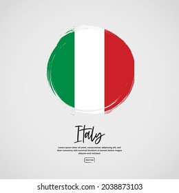 Bandera de Italia con efecto de pincel y texto