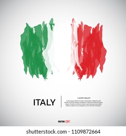 Flag of Italy with brush stroke, grunge style background vector.