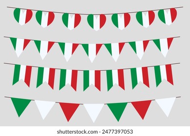 Bandera de Italia Elementos de banderas aislados en Ilustración vectorial de fondo blanco.