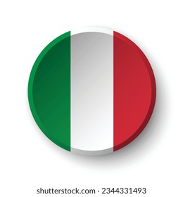 The flag of Italy. Button flag icon. Standard color. Circle icon flag. 3d illustration. Computer illustration. Digital illustration. Vector illustration.