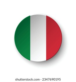 Die Flagge Italiens. Button-Flag-Symbol. Standardfarbe. Circle Icon Flag. 3D-Abbildung. Computergrafik. Digitale Illustration. Vektorgrafik.