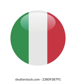 Die Flagge Italiens. Button-Flag-Symbol. Standardfarbe. Circle Icon Flag. 3D-Abbildung. Computergrafik. Digitale Illustration. Vektorgrafik.