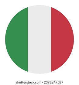 The flag of Italy. Button flag icon. Standard color. Circle icon flag. Computer illustration. Digital illustration. Vector illustration.