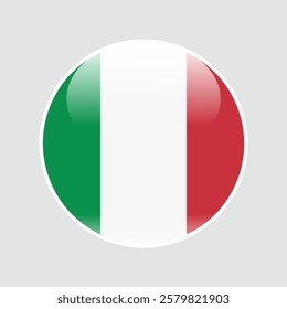 The flag of italy. Circle icon flag. 3d illustration. glossy circle badge	