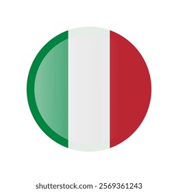 The flag of italy. Circle icon flag. Button flag icon. Standard color. 3d illustration. glossy circle badge	