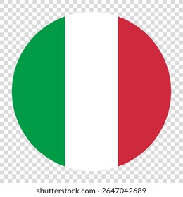 Flag of Italy. Italy circle flag logo icon computer vector illustration design. Transparent checkerboard background.