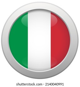 Flag of Italy  in a circle, national colors, vector illustration.