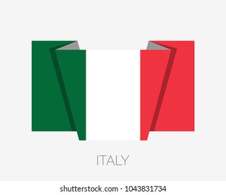 Flag of Italy. Flat Icon Waving Flag with Country Name on a White Background