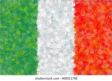 Flag of Italy with flowers