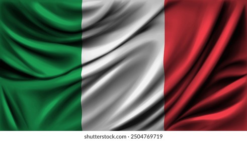 Flag of Italy fluttering close up. Vector illustration.