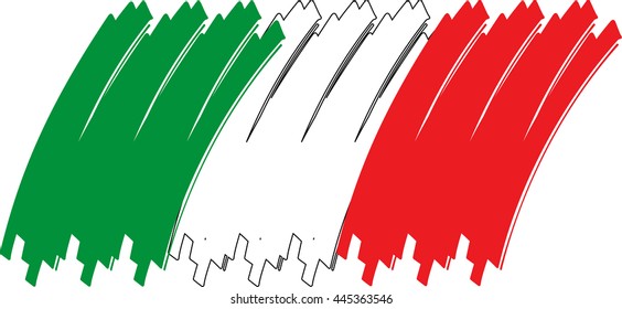 Flag of italy in a graphic version with brushstrokes