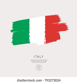 Flag of Italy in Grunge Brush Stroke : Vector Illustration